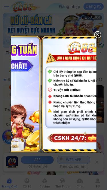 Screenshot 22/03/2025 erwe4.liguangyuang.top QH88 - Đồng Hành Cùng Bạn 531304Thưởng Chính Quỹ cứu trợ Thưởng ngày Đăng Nhập Ngày Khui Hộp Nhiệm vụ marketing Thưởng Miễn Phí ⚠️ LƯU Ý KHI NẠP TIỀN TẠI QH88 ⚠️:✅ Chỉ lấy thông tin nạp tiền tại mục 