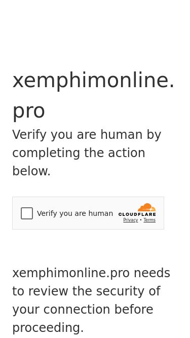 Screenshot 16/03/2025 xemphimonline.pro Just a moment...xemphimonline.proVerify you are human by completing the action below.xemphimonline.pro needs to review the security of your connection before proceeding.Verification successfulWaiting for xemphimonline.pro to respond...Enable JavaScript and cookies to continueRay ID: 920ef6d65b18fe03Performance & security by Cloudflare