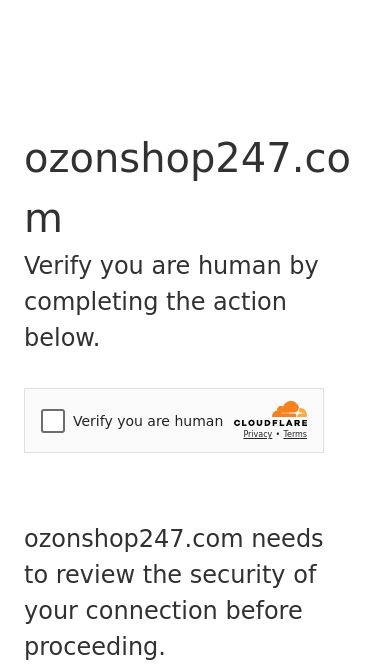 Screenshot 04/03/2025 ozonshop247.com Just a moment...ozonshop247.comVerify you are human by completing the action below.ozonshop247.com needs to review the security of your connection before proceeding.Verification successfulWaiting for ozonshop247.com to respond...Enable JavaScript and cookies to continueRay ID: 91b20e047f95fd1cPerformance & security by Cloudflare