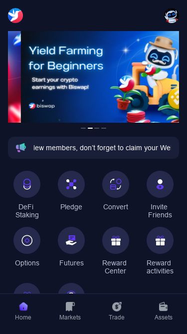 Screenshot 25/05/2025 bsw-one.com Biswap Welcome to Biswap! New members, don’t forget to claim your Welcome Bonus from 25 USDT! DeFi Staking Pledge Convert Invite Friends Options Futures Reward Center Reward activities Special Events Support Deposit Withdraw Cryptocurrency Foreign currency International gold BTC 107235.49 1.70% BNB 661.38 2.15% SOL 171.71 3.04% ETH 2497.20 2.99% XRP 2.292600 2.81% BCH 413.60 3.88% LTC 94.3600 3.41% DOGE 0.218840 4.77% TRX 0.272600 0.36% GTC 0.280000 5.72% EUR/USD 1.136500 0.74% GBP/USD 1.353800 0.89% AUD/