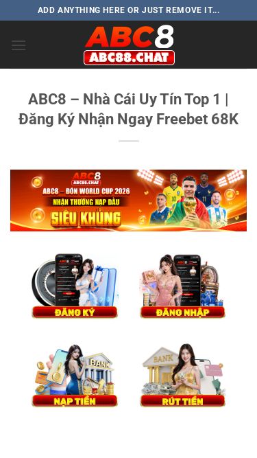 Screenshot 22/06/2026 abc88.chat ABC8 - Nhà Cái Uy Tín Top 1 | Đăng Ký Nhận Ngay Freebet 68K Bỏ qua nội dung Add anything here or just remove it... ABC8 Game ABC8 Mẹo cá cược Cẩm nang Baccarat ABC8 – Nhà Cái Uy Tín Top 1 | Đăng Ký Nhận Ngay Freebet 68K ABC8 đang là cái tên chiếm trọn spotlight trong giới iGaming nhờ kho trò chơi phong phú cùng mức trả thưởng cao. Không chỉ vậy, website còn được đầu tư công nghệ bài bản, đảm bảo mọi thao tác diễn ra trơn tru