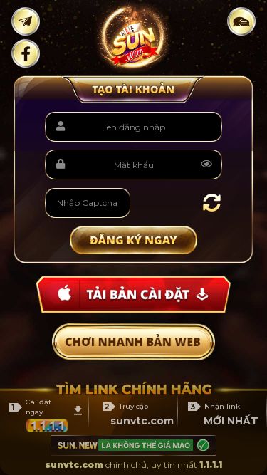 Screenshot 11/05/2025 sunvtc.com SunVTC Win | TẢI SunVTC WinAPK/IOS - ĐĂNG KÝ & ĐĂNG NHẬP CHÍNH THỨC GAME BÀI MACAO Cài đặt để vượt chặn và truy cập sunvtc.com chính hãng CHÚC MỪNG! Bạn đã đăng ký thành công Tên đăng nhập: abcxyz Mật khẩu: ***G Một số phiên bản Android có thể không tương thích với CH Play, vui lòng cài đặt bản apk bên dưới nếu không tải được game Hướng dẫn tải file cài đặt Bước 1 Bấm chọn tải game ngay Mở file v