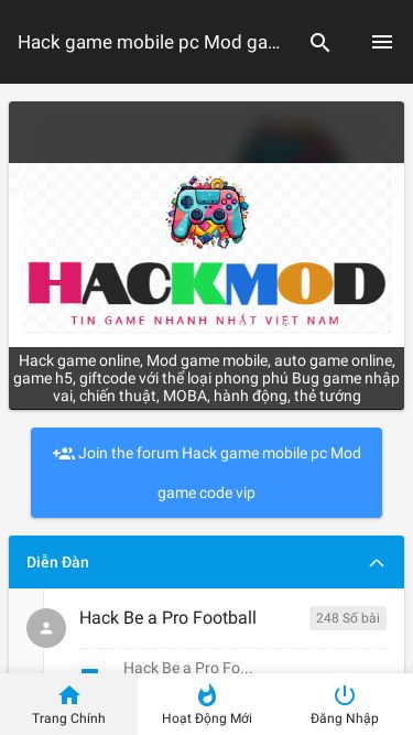 Screenshot 27/02/2025 hackmod.net Hack game mobile pc Mod game code vip searchsearchHack game mobile pc Mod game code vip Trang ChínhmmsLatest imagesWeb versionĐăng kýĐăng Nhậpbrightness_6Giao diện tốiHack game online, Mod game mobile, auto game online, game h5, giftcode với thể loại phong phú Bug game nhập vai, chiến thuật, MOBA, hành động, thẻ tướnggroup_add Join the forum Hack game mobile pc Mod game code vipDiễn ĐànHack Be a Pro Football248 Số bàiforumHack Be a Pro Fo...Latest pos