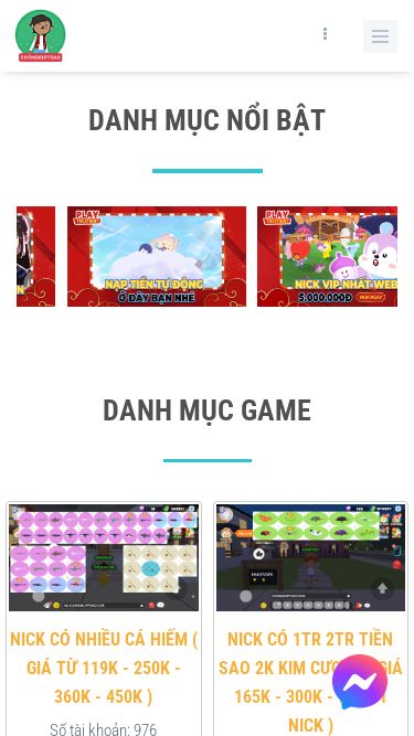 Screenshot 21/02/2025 cuongbuffsao.com CUONGBUFFSAO.COM - Shop Bán Nick Và Dịch Vụ Buff Sao Câu Cá Game Play Together Uy Tín Hotline: 0914380153 Trang chủ Facebook YouTube Tik Tok Nạp tiền Nạp thẻ cào tự động Nạp tiền từ ATM/Ví điện tử Đăng nhập Đăng ký Trang chủ Facebook YouTube Tik Tok Nạp tiền Nạp thẻ cào tự động Nạp tiền từ ATM/Ví điện tử Đăng nhập Đăng ký Danh mục nổi bật ‹› Danh mục game NICK CÓ NHIỀU CÁ HIẾM ( GIÁ TỪ 119K - 250K - 360K - 45