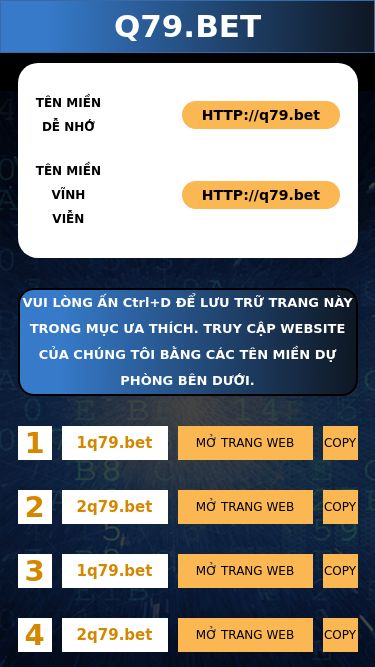 Screenshot 27/02/2025 q79game.online HỆ THỐNG CASINO Q79.BET - SẢN PHẨM MẠNH NHẤT CHÂU Á Q79.BET TÊN MIỀN DỄ NHỚ HTTP://q79.bet TÊN MIỀN VĨNH VIỄN HTTP://q79.bet VUI LÒNG ẤN Ctrl+D ĐỂ LƯU TRỮ TRANG NÀY TRONG MỤC ƯA THÍCH. TRUY CẬP WEBSITE CỦA CHÚNG TÔI BẰNG CÁC TÊN MIỀN DỰ PHÒNG BÊN DƯỚI. 1 1q79.bet MỞ TRANG WEB COPY 2 2q79.bet MỞ TRANG WEB COPY 3 1q79.bet MỞ TRANG WEB COPY 4 2q79.bet MỞ TRANG WEB COPY Hỗ trợ trực tuyến Online Service