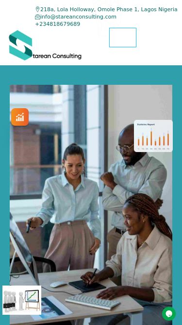 Screenshot 24/02/2025 stareanconsulting.com Home - Stareanconsulting Skip to content Stareanconsulting 218a, Lola Holloway, Omole Phase 1, Lagos Nigeria info@stareanconsulting.com +234818679689 HomeHome Services Financial Solution Services Regulatory and Compliance Audit Assurance Training Featured Insights Location About Us Contact Us Podcast FAQ Linkedin Twitter Youtube We inspire confidence, fuel growth, and provide tailored solutions A trusted partner offering tailored solutions to help you discover opportunities behind your numbers and address y