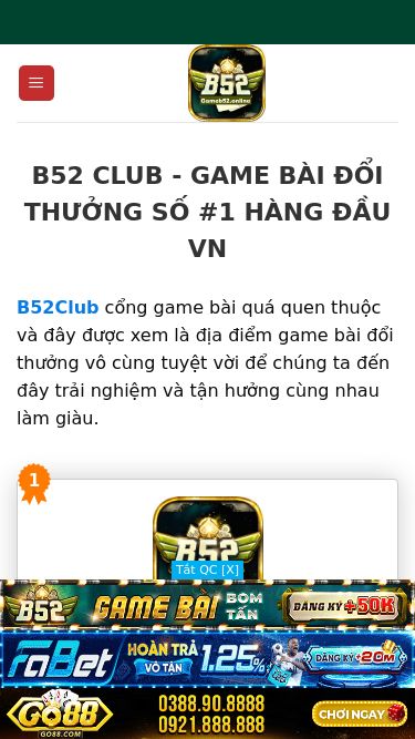 Screenshot 24/02/2025 gameb52.club Game B52 - Game bài online bom tấn tại Châu Á - Tải app game B52 Club Tắt QC [X] Skip to content GameB52 Đăng Ký /Đăng nhập B52CLUB Khuyến mãi B52CLUB Nạp/Rút B52CLUB TIN GAME B52CLUB B52 CLUB - GAME BÀI ĐỔI THƯỞNG SỐ #1 HÀNG ĐẦU VN B52Club cổng game bài quá quen thuộc và đây được xem là địa điểm game bài đổi thưởng vô cùng tuyệt vời để chúng ta đến đây trải nghiệm và tận hưởng cùng nhau làm giàu. 1 B52CLUBGame Bài 