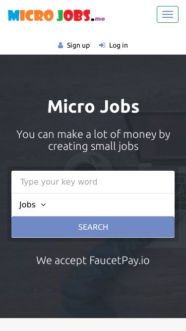 Screenshot 19/07/2025 microjobs.me Micro Jobs - Earn money in minutes! | Micro Jobs Top Toggle navigation Home Jobs Find Workers Contact Sign up   Log in + Post a Job Micro Jobs You can make a lot of money by creating small jobs Jobs Search Jobs Search We accept FaucetPay.io AI Video AI Video For YouTube App Install + Sign Up Click or Search Content Moderation Crypto (2) Data Mining Facebook Forums Language Translation Leads Sign up Surveys Twitter Voting & Rating Write a Comment Write a Review Write a Story Write an Article Youtube Are 