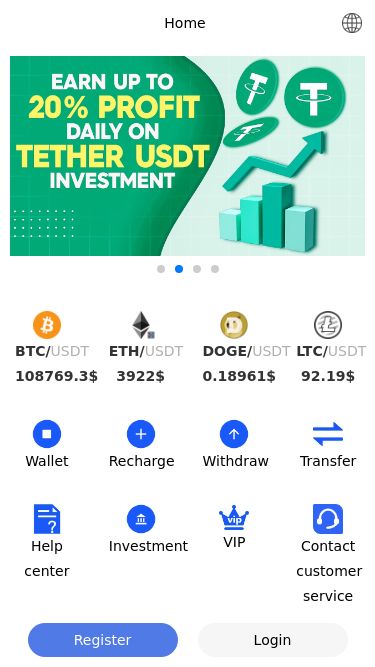 Screenshot 17/10/2025 eanko.com Home BTC/ USDT 108769.3$ ETH/ USDT 3922$ DOGE/ USDT 0.18961$ LTC/ USDT 92.19$ BCH/ USDT 507.7$ XRP/ USDT 2.3599$ ETC/ USDT 15.8$ ADA/ USDT 0.6488$ FIL/ USDT 1.492$ TRX/ USDT 0.31649$ UNI/ USDT 6.36$ LINK/ USDT 17.477$ SOL/ USDT 186.43$ AAVE/ USDT 224.65$ Wallet Recharge Withdraw Transfer Help center Investment VIP Contact customer service Currency Latest price BTC/ USDT 108769.3$ ETH/ USDT 3921.99$ DOGE/ USDT 0.18961$ LTC/ USDT 92.19$ BCH/ USDT 507.7$ XRP/ USDT 2.3599$ ETC/ USDT 15.8$ ADA/ USDT 0.6488$ FIL/