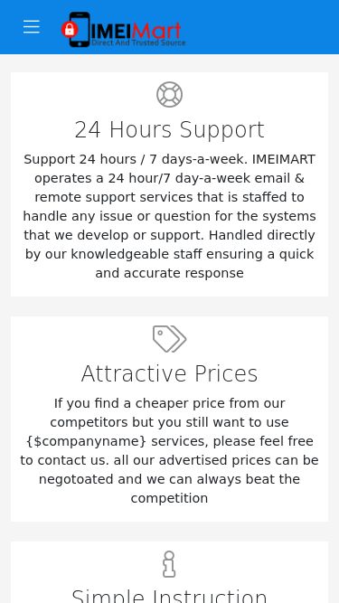Screenshot 19/07/2025 imeimart.com imeimart.com https://t.me/imeimart imeimarts@gmail.com French Portuguese Bengali Ukraine Turkish Kannada English Czech Swedish German Arabic Gujarati Spanish Dutch Hebrew Afrikaans Russian Polish Thai Albanian Vietnamese Danish Chinese Italian Home Pricing IMEI Service Server Service File Service Registration Login IMEIMART Registration Login Home Pricing IMEI Service Server Service File Service Registration Login 24 Hours Support Support 24 hours / 7 days-a-week. IMEIMART operates a 24 hour/7 day-a-week em