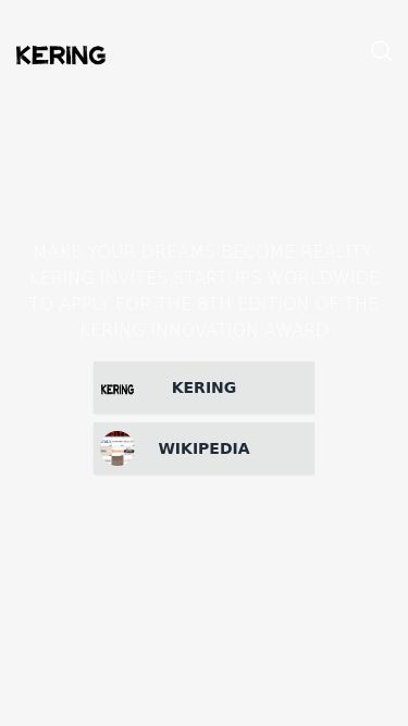 Screenshot 14/03/2025 keribcq.com KERING Make your dreams become reality: KERING invites startups worldwide to apply for the 8th edition of the KERING Innovation Award KERING Wikipedia News KERINGJanuary 2024 Discover the 2024 KERING History Hotel Louis Vuitton Paris - Best Price Guarantee. TAG Heuer returns to eyewear with Thélios Watches & Jewelry10 January 2024 Zenith unveils first ICONS: PILOT capsule collection Fashion & Leather Goods09 January 2024 Louis Vuitton launches Louis Vuitton [Extended], its first podcast, for a deep