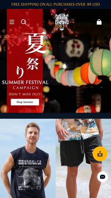 Screenshot 12/07/2025 tokyo-tiger.com Tokyo-Tiger®|Japanese Style Clothing| Japan T Shirts,Hoodies,Tanks – tokyo-tiger FREE SHIPPING ON ALL PURCHASES OVER ＄89 USD Log in 