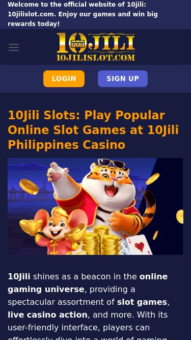 Screenshot 16/10/2025 10jilislot.com 10Jili Slots: Play Popular Online Slot Games at 10Jili Philippines Casino Skip to content Welcome to the official website of 10jili: 10jilislot.com. Enjoy our games and win big rewards today! Welcome to the official website of 10jili: 10jilislot.com. Enjoy our games and win big rewards today! Login Sign Up Home Slot Games Play Free Slot Games Live Casino Fishing Games Sports Card Games Promotions Login Sign Up 10Jili Slots: Play Popular Online Slot Games at 10Jili Philippines Casino 10Jili shines as a beaco