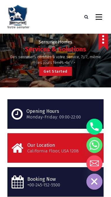 Screenshot 22/05/2025 serrurier.homes Home - serrurier.homes Skip to content 8:00AM - 6:00PM. Monday to Saturday. Email Us. contact@serrurier.homes. Online 24x7. . Votre serrurier D e v i s R a p i d e Accueil Services Urgences Serrurerie Serrurerie Automobile Fabrication de Clés Sécurité Haute Technologie Sécurité Résidentielle Blog Contact Appel en 1 clic 8:00AM - 6:00PM. Monday to Saturday. Email Us. contact@serrurier.homes. Online 24x7. . Votre serrurier Accueil Services Urgences Serrurerie Serrurerie Automobile Fabrication de Clés S