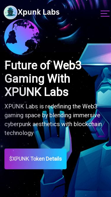 Screenshot 25/07/2025 xpunklabs.com Home - XPUNK Labs - Web3 Cyberpunk Gaming with $XPUNK Contact Information +1 (234) Coming Support@xpunklabs.com New Jersey, USA Introduction Token Details Features Vision & Mission Roadmap Our Teams © 2025 XPUNK Labs - ($XPUNK) - All Rights Reserved. Introduction Token Details Features Vision & Mission Roadmap Our Teams    Get $XPUNK→ Future of Web3 Gaming With XPUNK Labs XPUNK Labs is redefining the Web3 gaming space by blending immersive cyberpunk aesthetics with blockchain technology $XPUNK To