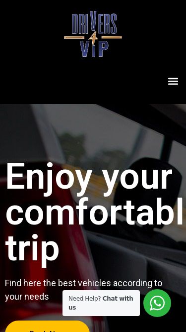 Screenshot 19/05/2025 drivers4vip.com Home | drivers4vip.com Skip to content Home Booking About us Contact Home Booking About us Contact Facebook Instagram Linkedin Whatsapp Enjoy your comfortable trip Find here the best vehicles according to your needs Book Now Our services What we’re offering 01 Airport Pickups After a long plane ride, relax in our spacious and comfortable vehicles to your destination. No matter if you are a single rider or a whole company group. 02 City to City If you need to move between cities, Drivers4VIP offers One-way
