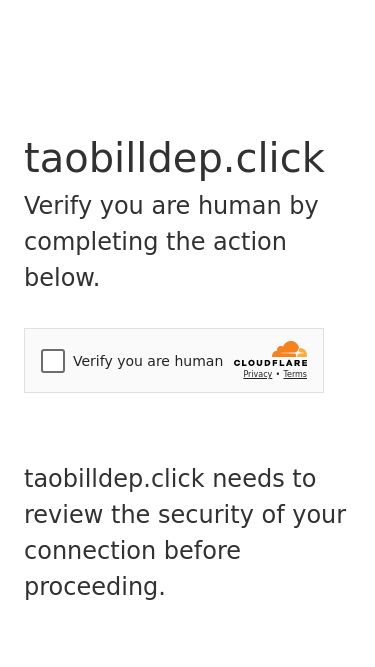 Screenshot 01/03/2025 taobilldep.click Just a moment...taobilldep.clickVerify you are human by completing the action below.taobilldep.click needs to review the security of your connection before proceeding.Verification successfulWaiting for taobilldep.click to respond...Enable JavaScript and cookies to continue Ray ID: 91985f4f68e3ce69Performance & security by Cloudflare