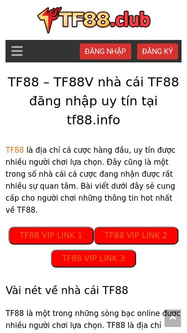 Screenshot 06/03/2025 tf88.info TF88 - TF88V nhà cái TF88 đăng nhập uy tín tại tf88.info TF88 Đăng ký TF88 Nạp tiền TF88 Khuyến mãi TF88 Thủ thuật Soi kèo Đăng nhậpĐăng ký TF88 Đăng ký TF88 Nạp tiền TF88 Khuyến mãi TF88 Thủ thuật Soi kèo Đăng nhậpĐăng ký TF88 – TF88V nhà cái TF88 đăng nhập uy tín tại tf88.info TF88 là địa chỉ cá cược hàng đầu, uy tín được nhiều người chơi lựa chọn. Đây cũng là một trong số nhà cái cá cược đang nhậ