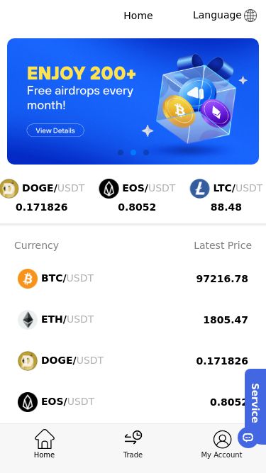 Screenshot 08/05/2025 coinb.my Home Language BTC/ USDT 97216.78 ETH/ USDT 1805.47 DOGE/ USDT 0.171826 EOS/ USDT 0.8052 LTC/ USDT 88.48 BCH/ USDT 362.35 XRP/ USDT 2.13129 ETC/ USDT 16.0395 BSV/ USDT 36.5925 ADA/ USDT 0.667404 FIL/ USDT 2.565 TRX/ USDT 0.248337 UNI/ USDT 4.8502 LINK/ USDT 13.7262 SOL/ USDT 147.5155 AAVE/ USDT 170.9121 BTC/ USDT 97216.78 ETH/ USDT 1805.47 DOGE/ USDT 0.171826 EOS/ USDT 0.8052 LTC/ USDT 88.48 BCH/ USDT 362.35 XRP/ USDT 2.13129 ETC/ USDT 16.0395 BSV/ USDT 36.5925 ADA/ USDT 0.667404 FIL/ USDT 2.565 TRX/ USDT 0.