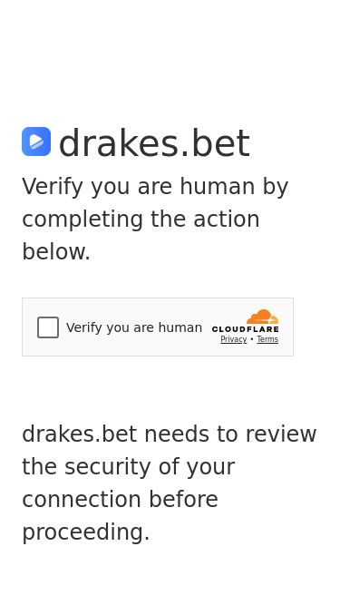 Screenshot 22/03/2025 drakes.bet Just a moment...drakes.betVerify you are human by completing the action below.drakes.bet needs to review the security of your connection before proceeding.Verification successfulWaiting for drakes.bet to respond...Enable JavaScript and cookies to continueRay ID: 92416438594e835cPerformance & security by Cloudflare