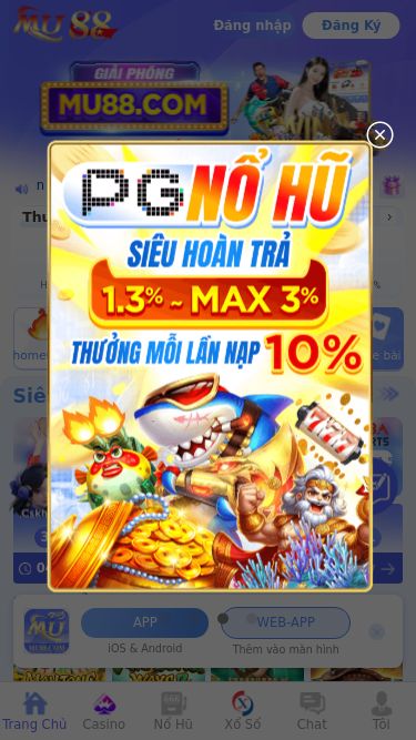 Screenshot 09/05/2025 xoso.sng11.vip MU88 Casino Nhà Cái Uy Tín ✅【Casino】⭐️HOÀN TRẢ LIÊN TỤC 3%⭐️:Toàn thể hội viên cược sản phẩm bên thứ 3 không cần đợi chờ đến hôm sau. Cược đến đâu nhận đến đó. Cách Thức tham gia nhận thưởng: Quý Hội viên vào mục ☛ “Của Tôi” ☛”Hoàn Trả Liên Tục”☛ “Tính thử hoàn tiền” ☛ Nhận ngay! ⚠️PG-Slot 1.3% - 3% ⚠️【MU88.COM】:Quay liền – Hoàn ngay – Nhận thưởng mỗi ngày Chơi c
