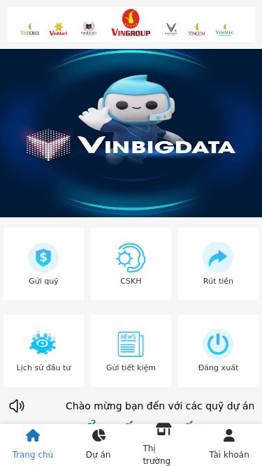 Screenshot 28/05/2025 vinnfastcapitalgroup.com VINGROUP Gửi quỹ CSKH Rút tiền Lịch sử đầu tư Gửi tiết kiệm Đăng xuất                              Chào mừng bạn đến với các quỹ dự án của tập đoàn VinGroup. Chúng ta hãy cùng nhau hợp sức phát triển tập đoàn ngày càng lớn mạnh và ký kết thêm nhiều dự án lớn trong tương lai. Xin cảm ơn!                              Chào mừng bạn đến với các quỹ dự án của tập đoàn VinGroup. Chúng ta hãy cùng nhau hợ