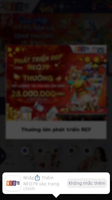 Screenshot 23/02/2025 neo79pro02.xyz NEO79Neo79 Tặng VipThưởng lớn phát triển REFGiới thiệu bạn bè nhận 179k và 0.4% tổng cược hàng ngàyThưởng 100% nạp đầu NEO79Hoa Hồng Đại Lý 70%Nhấpvào đây Thêm NEO79 vào trang chínhKhông nhắc thêmTiếng ViệtTiếng ViệtAppGiới thiệu bàn bè nhận ngay 179k và 0.4% tiền cược hợp lệ hàng ngày bằng cách vào trung tâm người chơi >> Quảng bá tiếp thị >> Tạo liên kết >> Gửi bạn bè đăng ký.