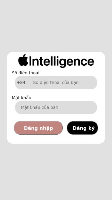 Screenshot 11/03/2025 apl-intelgen.com APLINTELGEN - Login Số điện thoại +84 Mật khẩu Đăng nhập Đăng ký