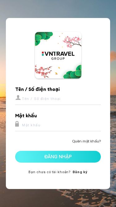 Screenshot 02/05/2025 vntravelwordss.com VN Travel You need to enable JavaScript to run this app. Tên / Số điện thoại Mật khẩu Quên mật khẩu? Đăng Nhập Bạn chưa có tài khoản? Đăng ký