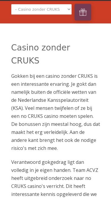 Screenshot 02/05/2025 nl.acvz.org Casino zonder CRUKS - De beste casino's zonder CRUKS 2025 ­ Home Publicaties Organisatie Casino's Casino zonder CRUKS Casino zonder registratie Online casino buitenland Casino Zonder Licentie Minimum deposit casino Gratis spins Recensies Navigation    Home  Publicaties  Organisatie  Casino's – Casino zonder CRUKS – Casino zonder registratie – Online casino buitenland – Casino Zonder Licentie – Minimum deposit casino – Gratis spins  Recensies Trueluck TOT 500 EUR + 50 FS Promocode: VRS NU SPELEN