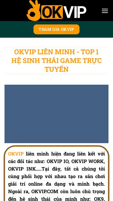 Screenshot 22/05/2025 okvip.us.com OKVIP LIÊN MINH - TOP 1 HỆ SINH THÁI GAME TRỰC TUYẾN Skip to content OKVIP Giới Thiệu OKVIP Tuyên Bố Bản Quyền Chính Sách Bảo Mật Thể Thao OKVIP Lịch thi đấu Tin chuyển nhượng Tin tức thể thao Tuyển Dụng OKVIP Thiện Nguyện OKVIP Tin Tức Video Tham gia okvip Tham gia okvip OKVIP LIÊN MINH - TOP 1 HỆ SINH THÁI GAME TRỰC TUYẾN OKVIP liên minh hiện đang liên kết với các đối tác như: OKVIP IO, OKVIP WORK, OKVIP INK…..Tại đây, tất c