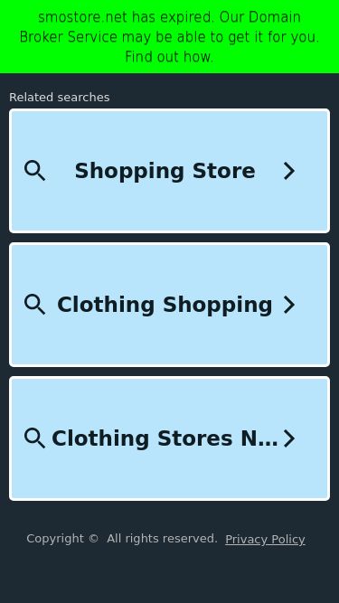 Screenshot 24/04/2025 smostore.net smostore.net has expired. Our Domain Broker Service may be able to get it for you. Find out how. Copyright ©  All rights reserved. Privacy Policy