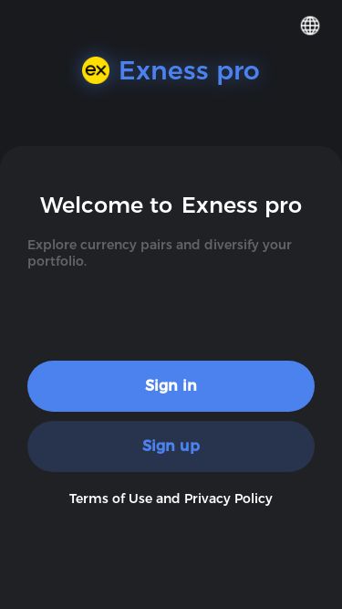 Screenshot 16/03/2025 ex-pro.online Exness pro Exness pro Welcome toExness pro Explore currency pairs and diversify your portfolio. Sign in Sign up Terms of Use and Privacy Policy