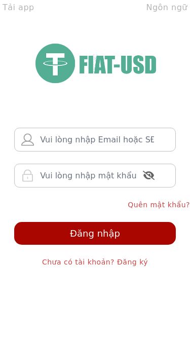Screenshot 08/05/2025 p2pusdtx.com FAA Tải app Ngôn ngữ Quên mật khẩu? Đăng nhập Chưa có tài khoản? Đăng ký