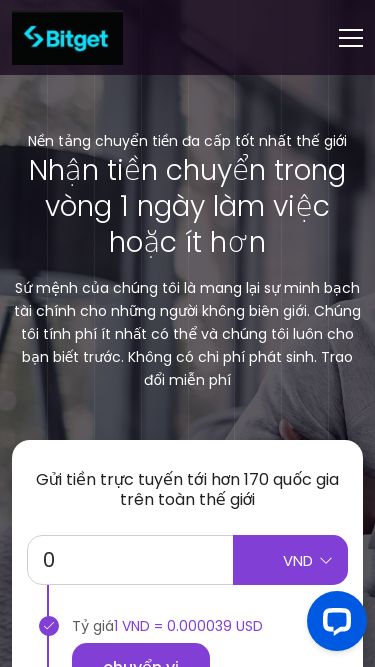 Screenshot 28/02/2025 vip-bitget.com Bitget Trang chủ Thị trường Giao dịch Ví Tiếng Việt English Français Deutsch Italiano 한국어 日本語 Đăng nhập / Đăng ký Nền tảng chuyển tiền đa cấp tốt nhất thế giới Nhận tiền chuyển trong vòng 1 ngày làm việc hoặc ít hơn Sứ mệnh của chúng tôi là mang lại sự minh bạch tài chính cho những người không biên giới. Chúng tôi tính phí ít nhất có thể và chúng tôi luôn cho bạn biết trước. Không có chi phí