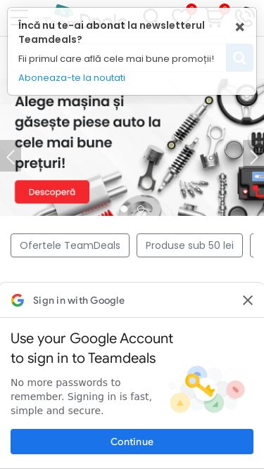 Screenshot 07/03/2025 teamdeals.ro Oferte | Teamdeals.ro Salut, Intra in cont Adună puncte și activează reducerile speciale Vezi detalii Acasa Ofertele TeamDeals Top categorii Bijuterii dama Portofele Ochelari de soare barbati Parfumuri & Apa de toaleta Mobila & Decoratiuni Scaun birou Mobilier de gradina si accesorii Decor curte si gradina Piese auto Accesorii auto interior Slabit Rechizite Jocuri Jucarii Accesorii Telefoane Mobile Accesorii Laptop Echipament pescuit Camping Vitamine & Suplimente Jucarii de exterior Gel unghi