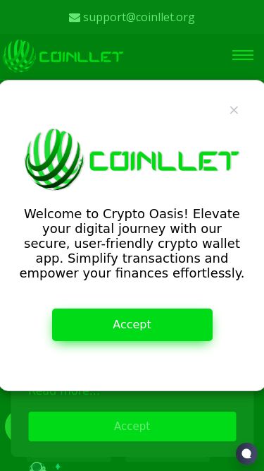 Screenshot 05/06/2025 coinllet.com coinllet - Digital Cloud wallet coinllet support@coinllet.org Home Reviews Login Create Account Trusted By Millions coinllet coinllet is the best place to buy, sell & earn cryptocurrency.The most widely used crypto trading platform for the needs of everyone. Buy crypto and trade crypto. REGISTER LOGIN Steps to digital asset Freedom coinllet Get started in minutes with as little as $10. REGISTER LOGIN MOST SECURE CRYPTO CURRENCY Bitcoin is a fully decentralized crypto currency that ensures transparency w