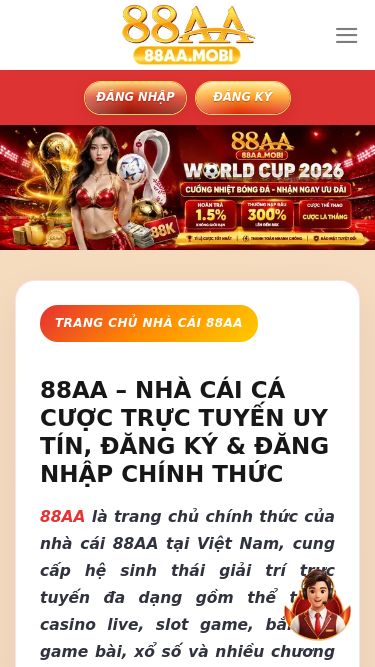 Screenshot 08/07/2026 rometransfers.it.com 88AA - Trang Chủ Nhà Cái 88AA Chính Thức Mới Nhất 2026 Chuyển đến nội dung ĐĂNG NHẬP ĐĂNG KÝ 88AA Bắn Cá Thể Thao ESPORT Game Bài XỔ SỐ Kinh Nghiệm Liên Hệ Giới Thiệu ĐĂNG NHẬP ĐĂNG KÝ TRANG CHỦ NHÀ CÁI 88AA 88AA – Nhà Cái Cá Cược Trực Tuyến Uy Tín, Đăng Ký & Đăng Nhập Chính Thức 88AA là trang chủ chính thức của nhà cái 88AA tại Việt Nam, cung cấp hệ sinh thái giải trí trực tuyến đa dạng gồm t