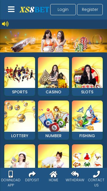 Screenshot 10/06/2025 m.xs8bet.vip XS8BET.VIP-3G Login Register Home Sportsbook Live Casino Slots Lottery Number Poker Promotions Contact Us Download App Android App IOS App Desktop Affiliate Language Tiếng Việt ខ្មែរ 简体中文 ไทย English Philippines Malay Hindi Bangladesh prev next Sports Casino Slots Lottery Number Fishing Poker Promotions Fish Shrimp Crab Color Dish Se Die SicBo Download App Deposit Home Withdraw Contact Us