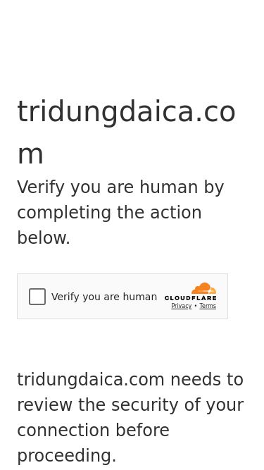 Screenshot 23/05/2025 tridungdaica.com Just a moment... tridungdaica.com Verify you are human by completing the action below. tridungdaica.com needs to review the security of your connection before proceeding. Verification successful Waiting for tridungdaica.com to respond... Ray ID: 9441f24f4b959c5f Performance & security by Cloudflare