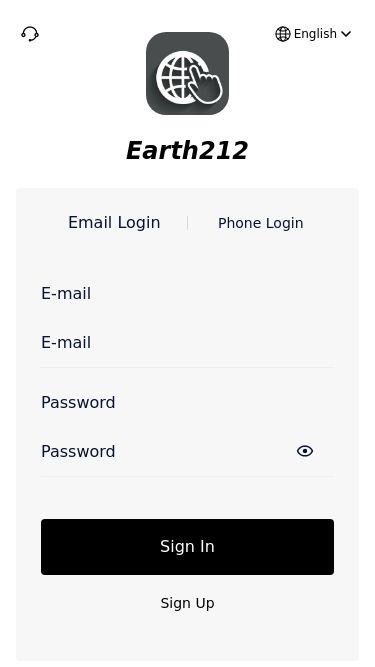 Screenshot 01/03/2025 earth212.me Earth212 Earth212EnglishEmail LoginPhone LoginE-mailPasswordSign InSign Up