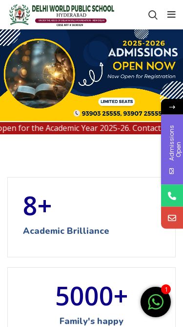 Screenshot 14/03/2025 dwpsbeeramguda.in CBSE Admission 2025 BEERAMGUDA | Delhi World Public School Menu Admissions are open for the Academic Year 2025-26. Contact: 9390325555, 7997655551, E-Mail: dwpsbeeramguda.hyd@gmail.com 