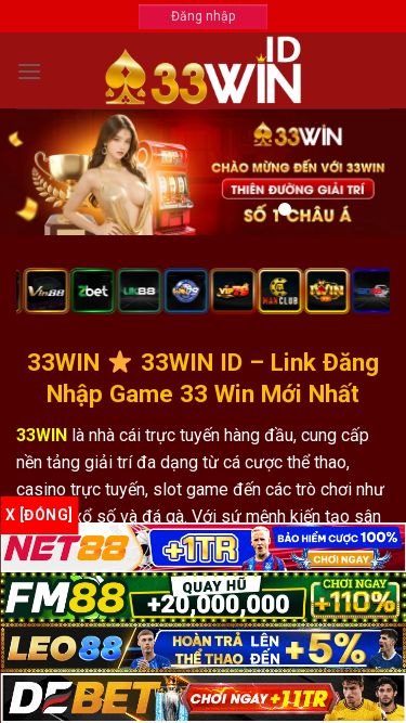 Screenshot 20/06/2025 33win.id 33WIN ⭐️ 33WIN ID - Link Đăng Nhập Game 33 Win Mới Nhất Skip to content Đăng nhập Đăng nhập Đăng ký 33win Trò Chơi Bắn Cá Sòng Bài Thể Thao Xổ Số Game Bài Đá Gà Khuyến Mãi Hướng Dẫn Tin Tức 33WIN 33WIN ID – Link Đăng Nhập Game 33 Win Mới Nhất 33WIN là nhà cái trực tuyến hàng đầu, cung cấp nền tảng giải trí đa dạng từ cá cược thể thao, casino trực tuyến, slot game đến các trò chơi như bắn cá, xổ số v