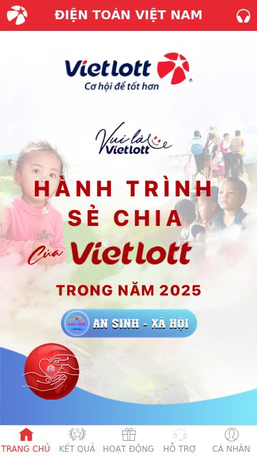 Screenshot 10/06/2025 ansinhvietlott.com ĐIỆN TOÁN VIỆT NAM ĐIỆN TOÁN VIỆT NAM Trang Chủ Kết quả HOẠT ĐỘNG Hỗ trợ CÁ NHÂN