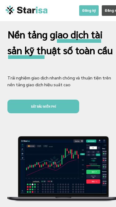 Screenshot 13/03/2025 www.starisar.net Starisa Đăng kýĐăng nhậpNền tảng giao dịch tài sản kỹ thuật số toàn cầuTrải nghiệm giao dịch nhanh chóng và thuận tiện trên nền tảng giao dịch hiệu suất caoBẮT ĐẦU MIỄN PHÍĐược thiết kế cho mọi nhà giao dịchGiao dịch tiền điện tử với giao diện đơn giản mang lại trải nghiệm đẳng cấp thế giớiBảo vệ tài sản của bạn khỏi việc truy cập trái phép bằng các giao thức bảo mật hàng đầu 